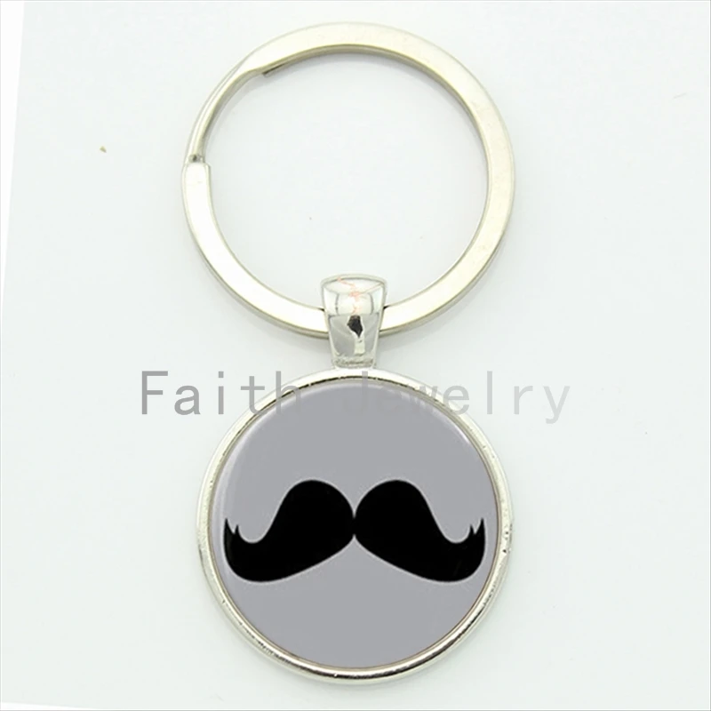 

Vintage Charm Design Cool Grey Mustache Key Chain Retro Novelty Funny Design High Quality Alloy Beard KeyChain Jewelry KC219