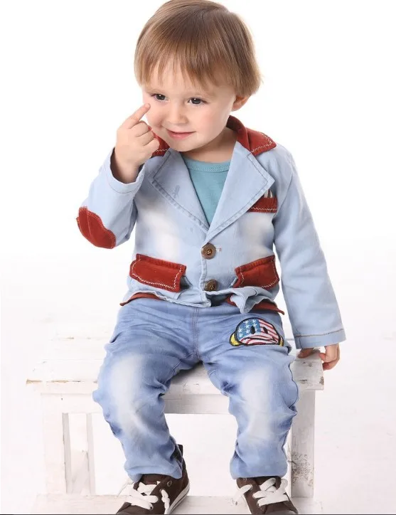 Распродажа одежда для маленьких мальчиков комплект джинсовой одежды из трех предметов одежда высокого качества для мальчиков одежда для маленьких мальчиков джинсовый костюм для мальчиков комплект детской одежды