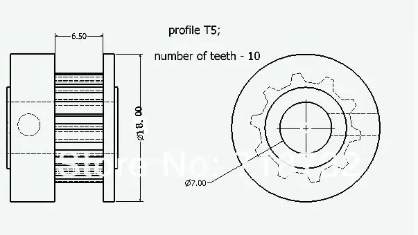 Высокое качество T5 алюминиевые зубчатые шкивы 10 зубьев