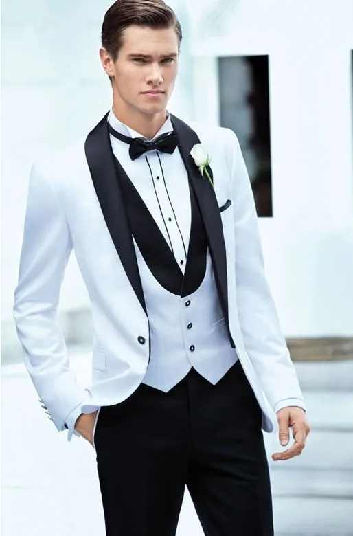 Men/'s Wedding Dress Suit 3 Piece Jacket Pants Vest Groom Tuxedo Shawl collar New