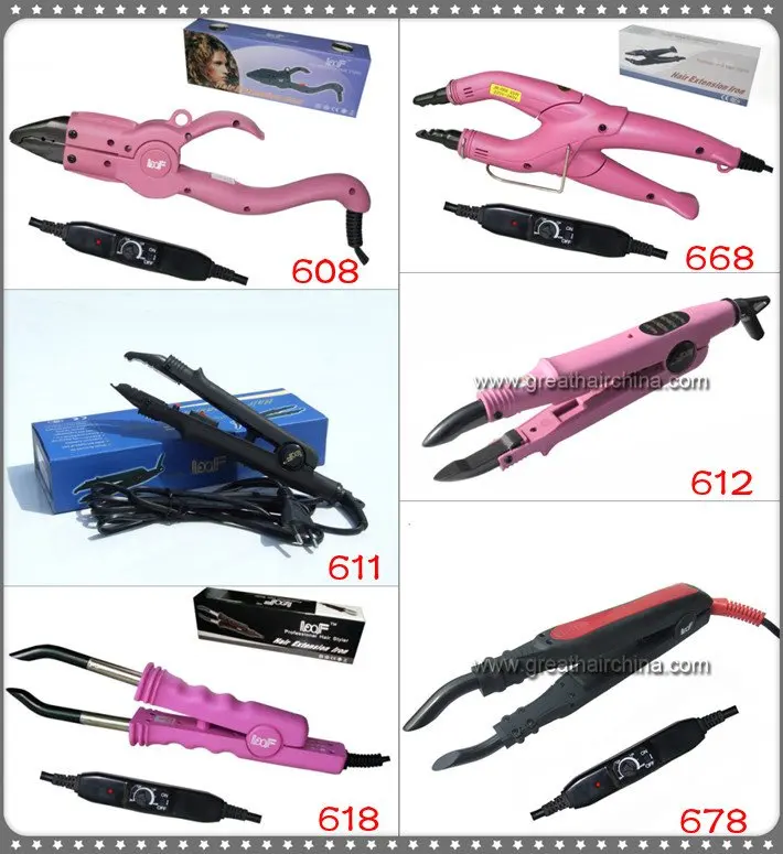 Новейший термоконтроль цвет розовый и черный волос fusion iron плоский наконечник кератин переходник с удлинителем машина Инструменты для укладки