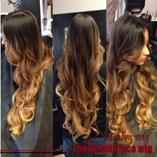 Top Sale Super Wave Malaysian Hair Wigs Synthetic Lace Front Wigs Three Tone Color #1B/Brown/Blonde Heat Resistant Hair Wigs