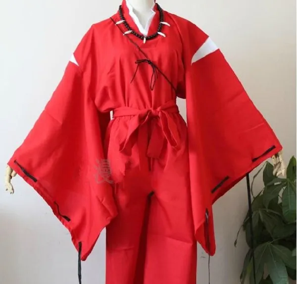 InuYasha Косплэй костюм яркий красный форма с Цепочки и ожерелья