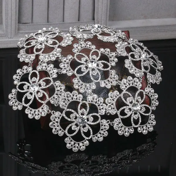 Luxo total de cristal headbands Folha de prata Coroa Tiara Do Casamento de Cristal Liga Rainha Princesa Coroa de Noiva Acessórios Para o Cabelo (10)