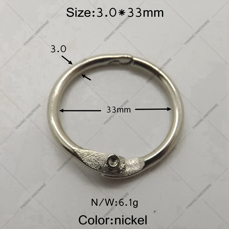 33mm Производитель прямой никелированный календарь круг 10 шт./упак. книжное кольцо высокого качества - Цвет: 33mm