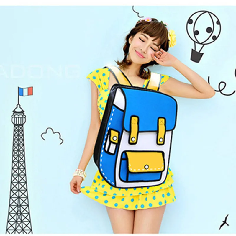 2016 Fashion Travel Backpack Creative 3D Printing Cartoons Bags for