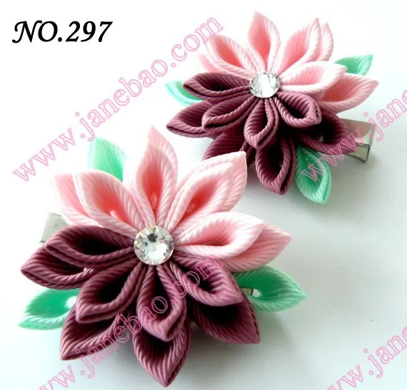 Новые 280 шт. " два слоя Kanzashi цветок заколки моды девушка Bow заколки