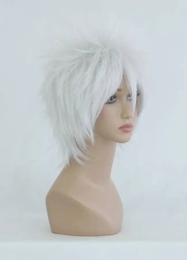 MCOSER 35 см короткий Gin Tama-Саката гинтоки серебристо-белые Аниме Косплей Костюм парик