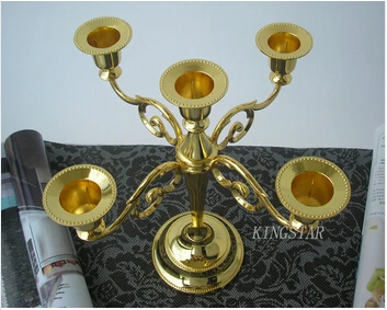 H27cm 3/ 5 arm gold candle holder retro candlestick gold candelabra for home deor chchristmas candle hodlers ZT031