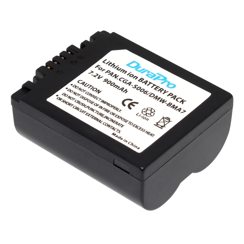 Durapro 2 шт. Батарея для цифрового фотоаппарата Panasonic CGR-S006, CGA-S006, DMW-BMA7, Lumix DMC-FZ18, DMC-FZ28, DMC-FZ30, DMC-FZ35, DMC-FZ38