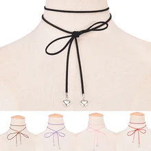 Женщины Корейский Стиль Sweet Love Сердце Подвески Self-галстук-бабочку Choker Necklace