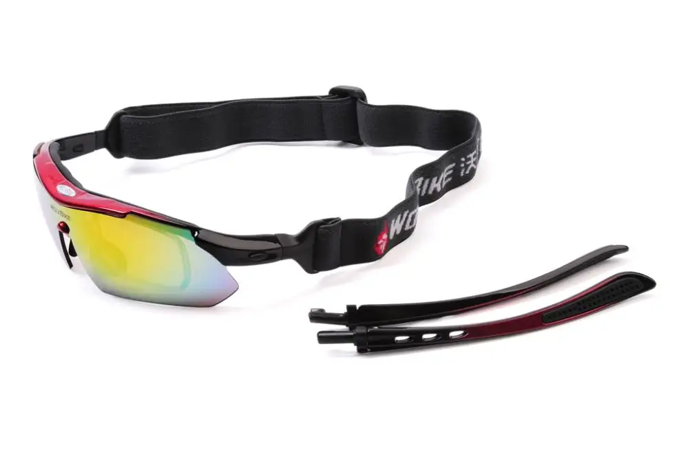 WOLFBIKE поляризованные 5 линзы велосипедные очки солнцезащитные очки мужские спортивные велосипедные очки велосипедные солнцезащитные очки для вождения лыжные очки, красные