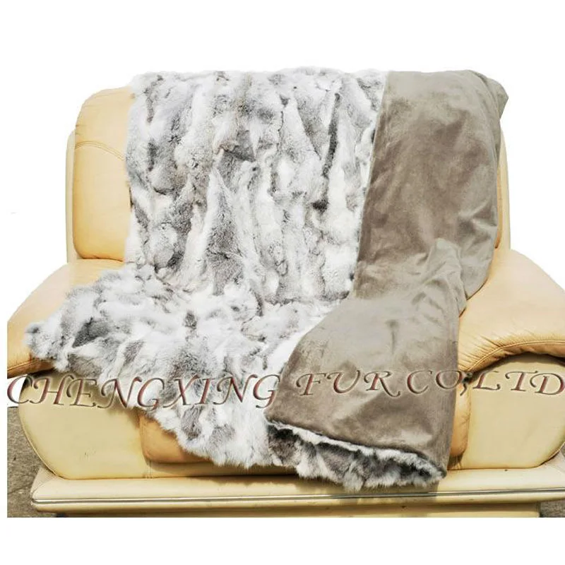 - CXD12Z 150x200cm Custom Made Patchwork Rabbit Real Fur Throw Blanket