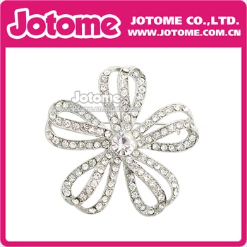 

100pcs/lot Silver Weaved Ribbon Flower Brooch Pin for Wedding Decor