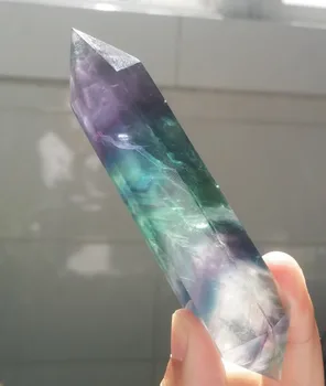 

TOP!! 80g NATURAL Beautifu Fluorite QUARTZ CRYSTAL WAND POINT HEALING YL-J0640