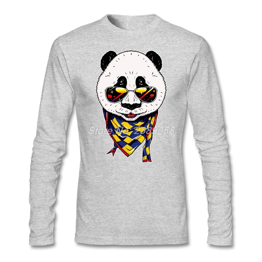 Мужская футболка Повседневное Популярные Panda Новое поступление футболка Рубашки для мальчиков с длинным рукавом из органического хлопка