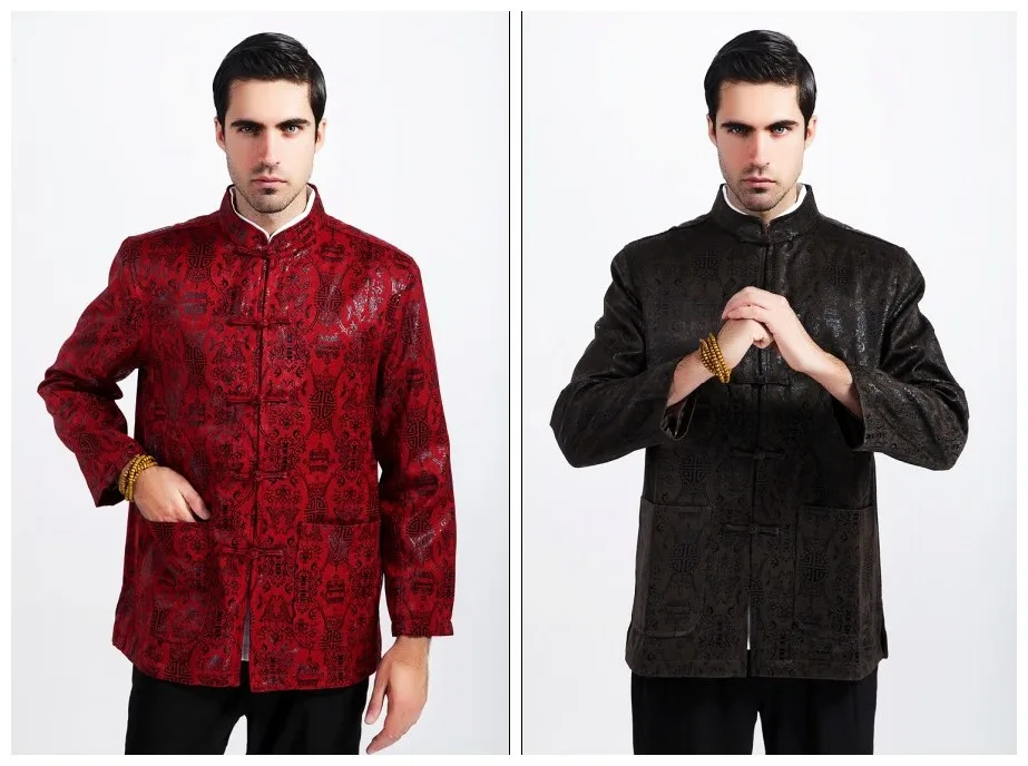Бордовый Зимняя мода китайский Стиль Для мужчин кунг-фу куртка M, L, XL, XXL, XXXL M1