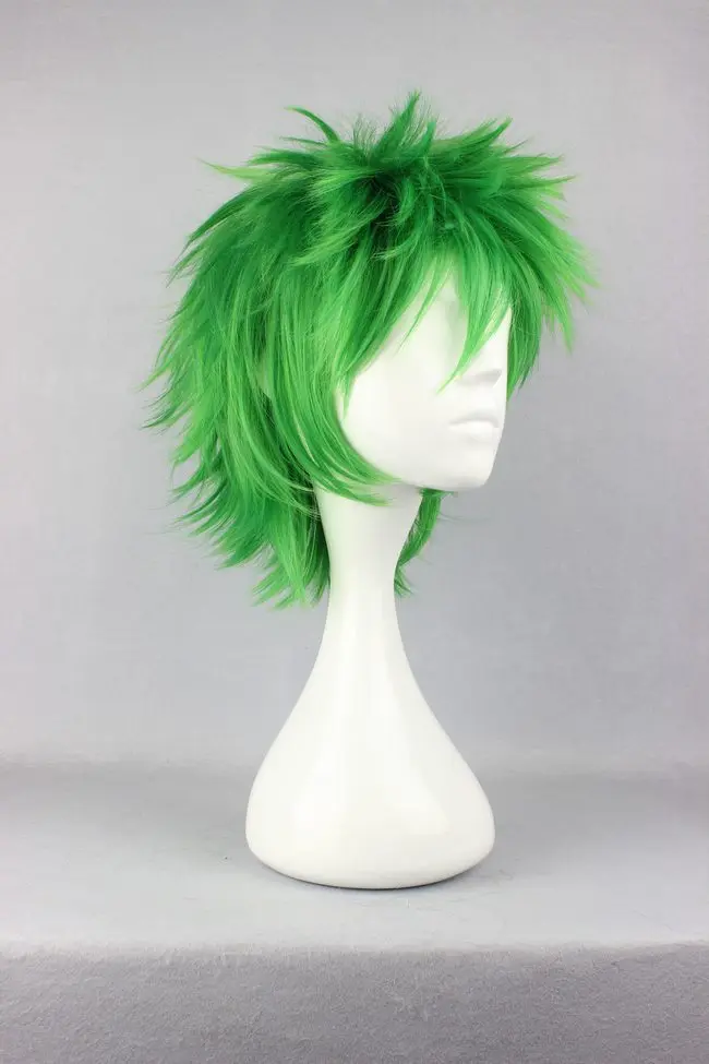 Mcoser 35 см короткие Косплэй парик Синтетический зеленый цвет Высокое Температура Волокно волос wig-258a