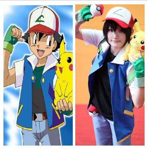 Тренировочный костюм Pokemon Ash Ketchum для костюмированной вечеринки; куртка+ перчатки+ шапка