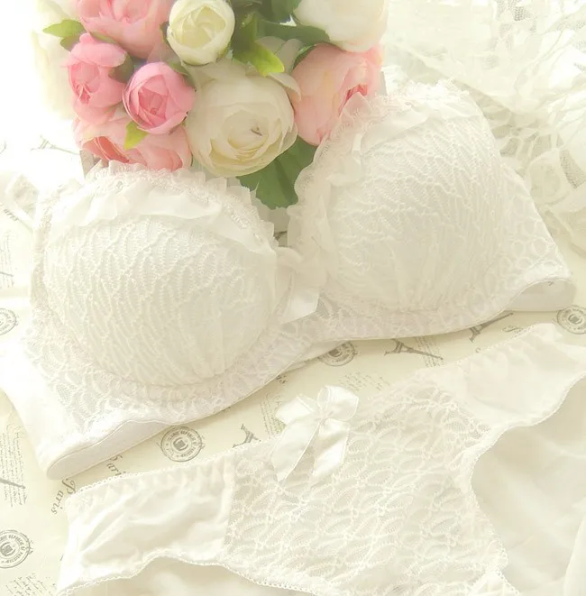 Free shipping 2014 new arrival, candy-colored lace push up sexy bra set, white, blue, pink brassiere & bra brief sets08