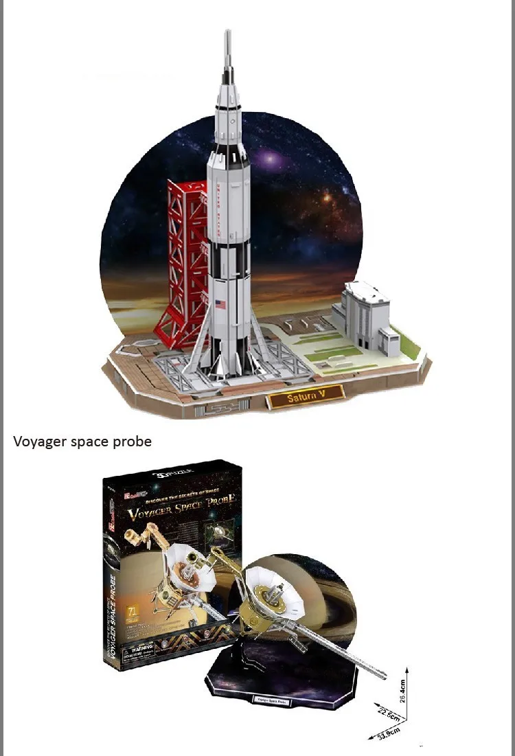 T0480 3D Пазлы Voyager космический зонд, курьер Ровер, Аполлон лунный модуль, Сатурн V DIY Бумажная модель детские развивающие игрушки