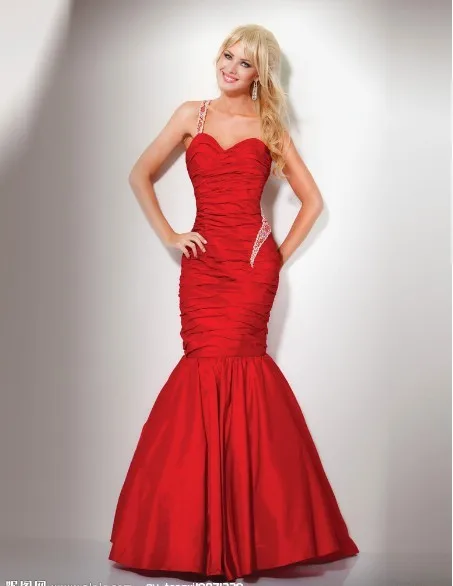 Дизайн vestido формальный халат de soiree тафта Элегантные красные длинные с бусинами вечернее платье Русалка платье для выпускного вечера