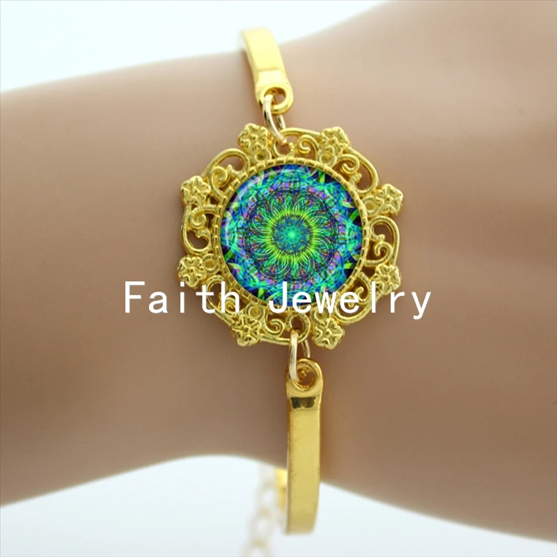 Зеленый браслет Om patten ювелирных изделий в виде цветов и мандалы HT017|bracelet flower|flower of