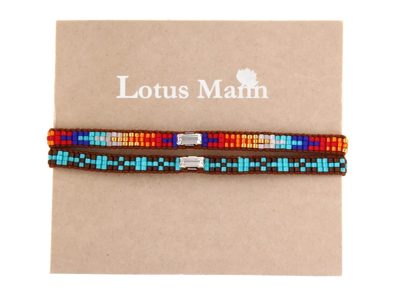 Lotusmann Модный Цветной блочный бисер модный кожаный браслет 6