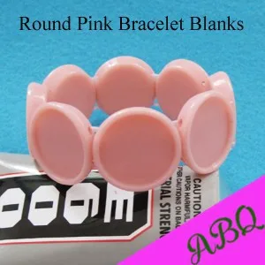 20 round bracelet blanks pink 1