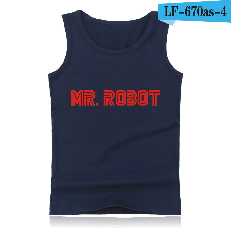 Mr Robot/топ на бретелях с героями мультфильмов, 4 цвета, мужские топы без рукавов и модные хлопковые летние жилеты без рукавов, 3xl 4xl - Цвет: navy blue