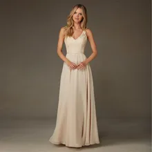 FF993 Elegant A-Line V-Neck Chiffon 2016 Lace Sequins Bridesmaid dress
