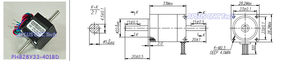 NEMA 11 Шаговые двигатели(8.48oz в/33 мм/0.6a)+ Шаговые двигатели Драйвер psr3015