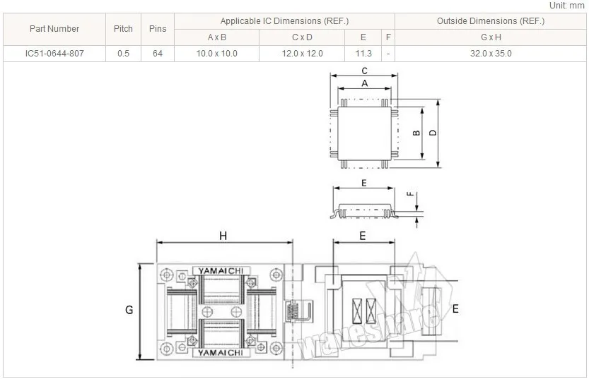Gp-qfp64-0.5 IC Тесты гнездо адаптера Программирование QFP64 TQFP64 LQFP64 Yamaichi ic51-0644-807 0.5 мм шаг