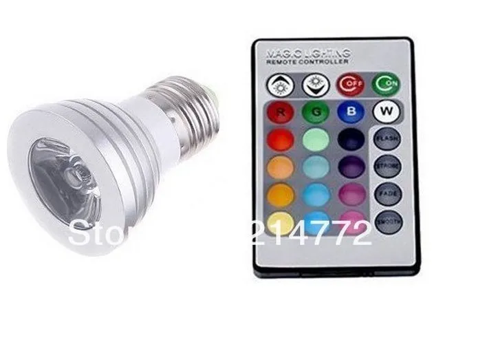 Оптовая продажа 10 шт. LED пульт дистанционного управления 16 изменение цвета 3 Вт E27 RGB светодиодные фары AC85-265V Бесплатная доставка