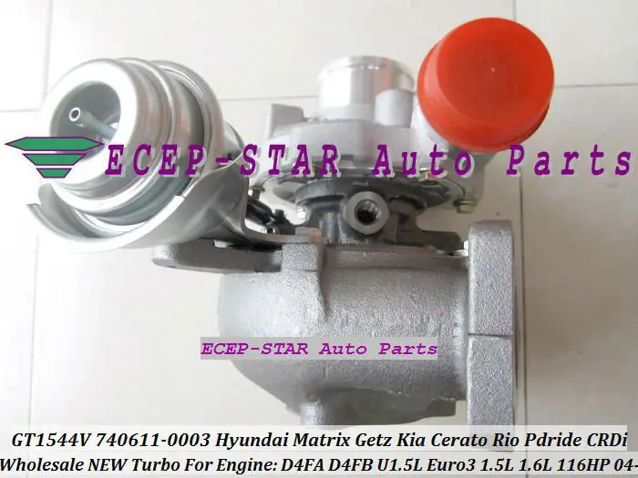 GT1544V 740611-0003 782403 740611 Turbocharger For HYUNDAI Matrix Getz KIA Cerato Rio Pdride CRDi 2004- D4FA D4FB U1.5L with Gaskets (2)