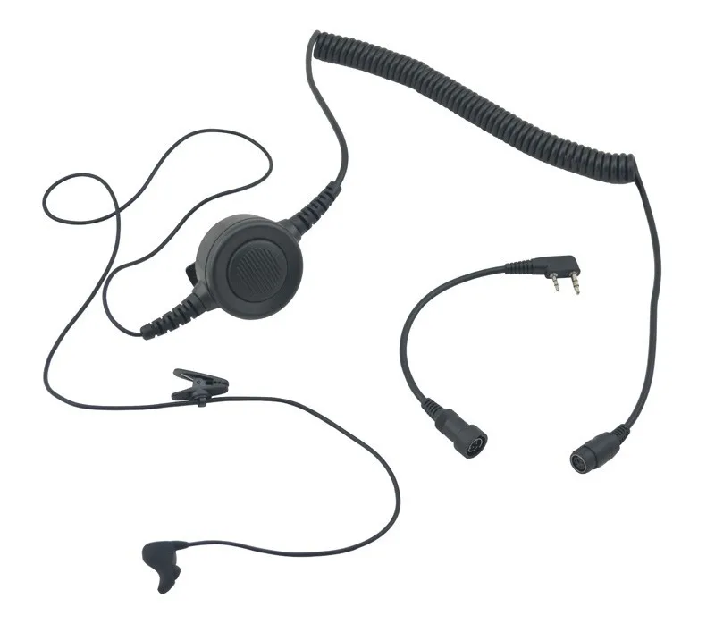 2-ушной крючок bluetooth наушники ухо вибрации кости w/кабель большой контроль палец PTT и микрофоном для Baofeng Kenwood Wouxun, Quansheng, Weierwei HYT Puxing