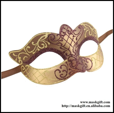 Ручной работы Венецианская Коричневый Золотой Хэллоуин masquerde маски на пол-лица женские маски 48 шт./лот EB002-BRG