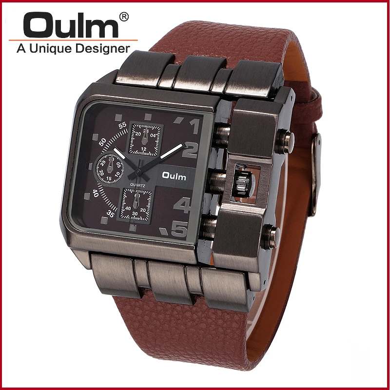 

OULM fashion Men Watch Sports Watch Male Watch Unique Designed New With Tags Multiple Time Zone Casual Style Quartz Watch