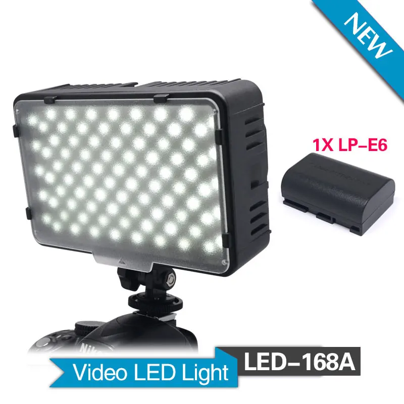 

Mcoplus 168A Camera Photo LED Video Light with 1 pcs LP-E6 battery 5600k for Canon Sony Nikon Fuji camera Camcorder & Digital SLR Cameras phone youtube show Live