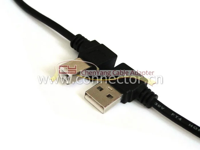 10 шт./партия B Мужской прямоугольный 90 градусов принтер влево Угловой USB 2,0 A Мужской кабель 100 см