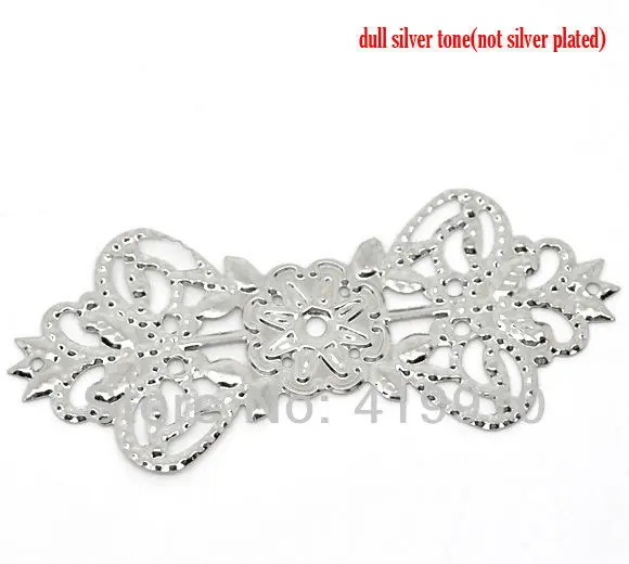 shipping-30Pcs Серебряный тон филигранные цветочные обертки разъемы металлические ремесла подарочные украшения DIY Результаты 7,4x3,1 см J0044