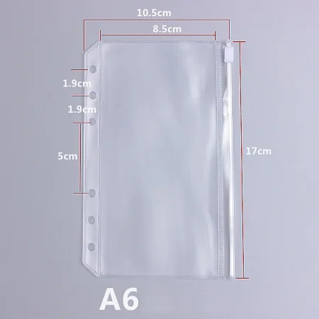A6 ziper bag A4 B5 A5 A6 A7 спиральная застежка-молния сумка планировщик, прозрачный вкладыш молнии Карманы кредитные карты карманы - Цвет: A6 ziper bag