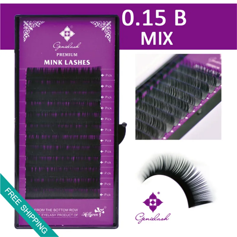 10 компл. 0.15 / B mix длина в один лоток шелк наращивание ресниц поддельные накладные