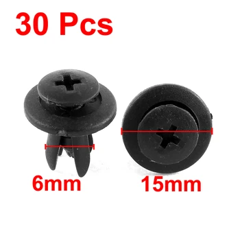 

X Autohaux 30 Pcs Black Plastic Splash Guard Fastener Rivet Clips 6Mm X 11Mm X 15Mm