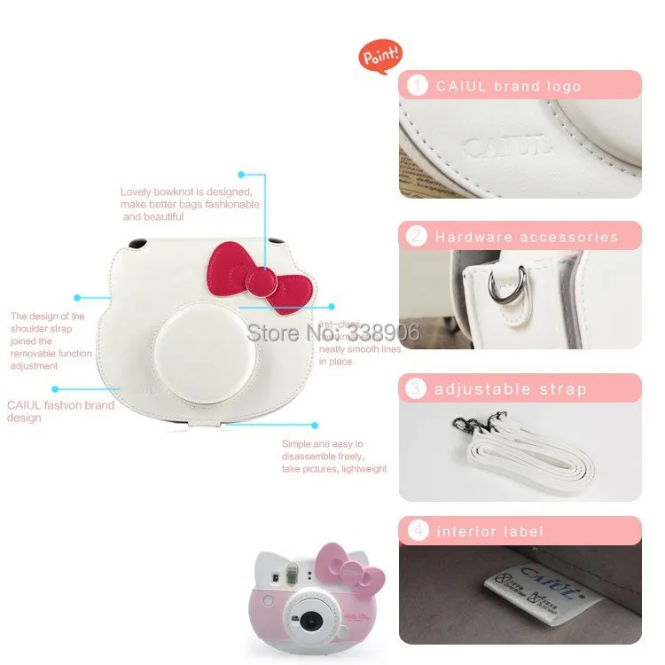 Чехол для камеры с бантом для Fujifilm Instax camera Cheki Mini hello kitty камера с плечевым ремнем