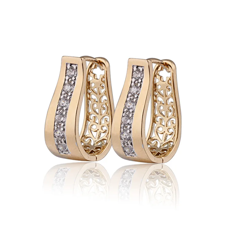 Новинка, серьги-кольца золотого цвета с фианитами для женщин Bijoux CC, серьги-подвески, 9E18K-94