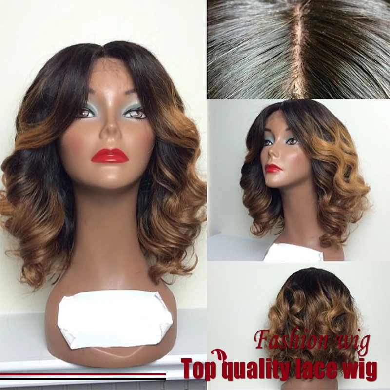 Cheap Price Curly Bob Wigs Synthetic Lace Front Wigs Ombre Color 1B To