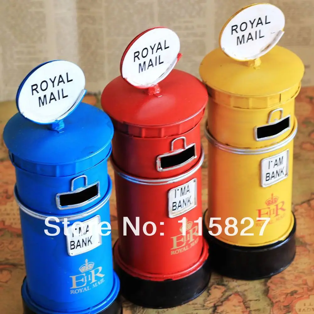 Минимальный заказ$20(смесовые) англия Стиль Royal Mail Утюг экономия денег box Postbox монета Saver дом или магазин украшения