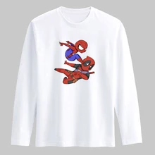 Deadpool Spider man 3XL Funny Printed T Shirt Men Dead Pool Casual T-shirt Men Long Sleeve with TShirt Men Luxury Brand