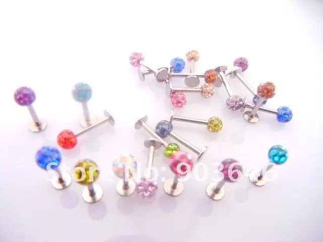 Бесплатная пересылка Lot50pcs Средства ухода за кожей пирсинг ювелирные изделия-16 г x8x3mm Кристалл Самоцветы губ губная кольцо Бар губ/уха Helix